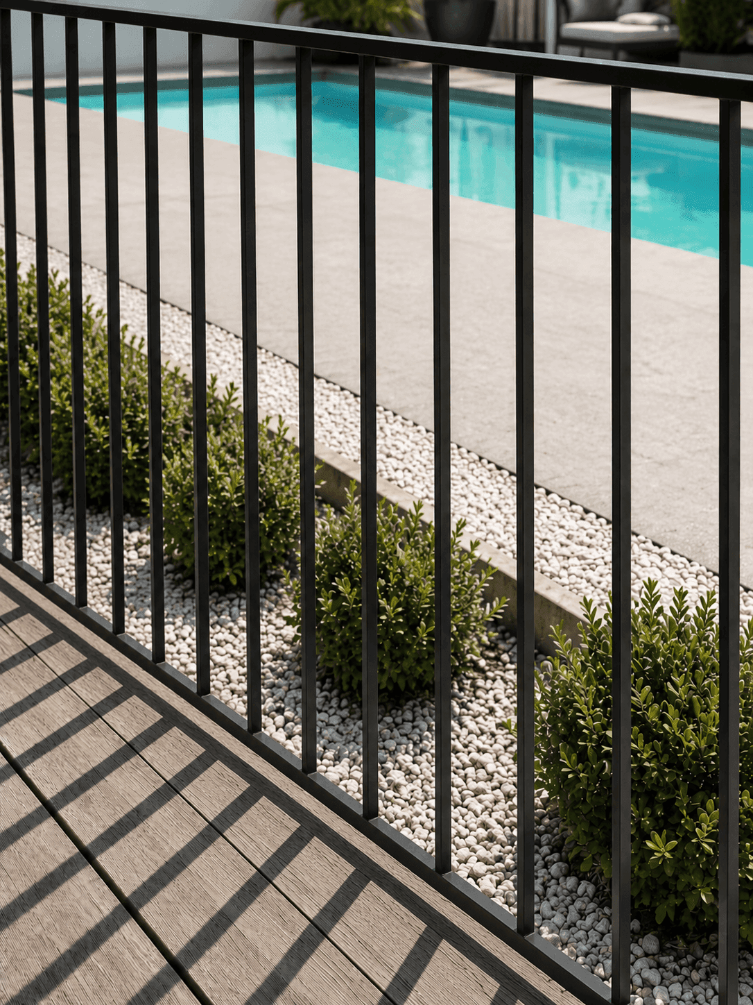 Black Slimline pool surround detail in Scarborough